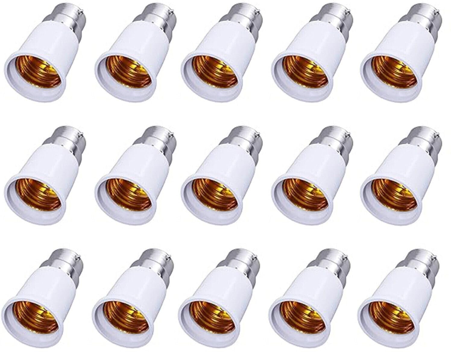 EVEHANGER B22to E27 Bulb Convertor Lamp Base Socket, Bulb Adapter Lamp Base Socket Extender for LED, CFL & Halogen Bulbs – Heat Resistant, Durable & Easy Installation Pack of 15