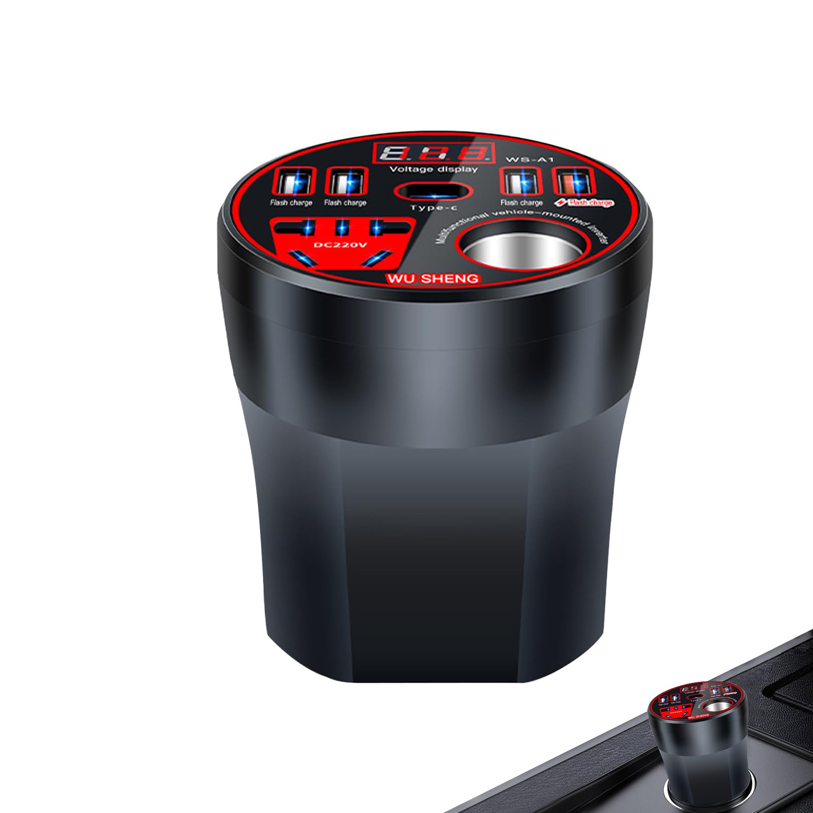 Adaptador de carga rápida para portátil en viajes de camping y coche 8