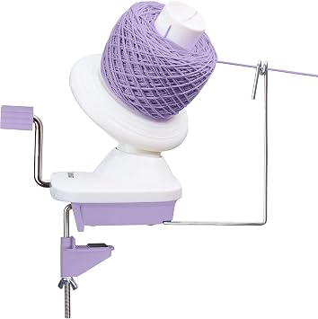 Olikraft Manual Yarn Winder | Yarn Ball Winder, Roller, Baller Crochet Spinner for Crocheting | Clamp for 1 3/4" Surfaces | Create Cakes up to 4oz Lavender