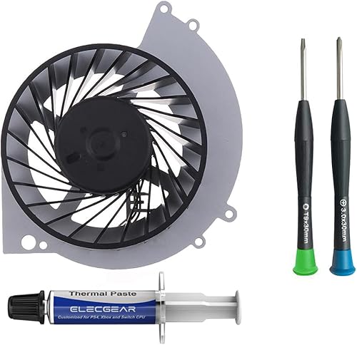 ElecGear Ventilador interno de repuesto para PS4 CUH-1xxx Enfriador de disipador de calor de CPU, pasta compuesta térmica Arctic MX-2, seguridad