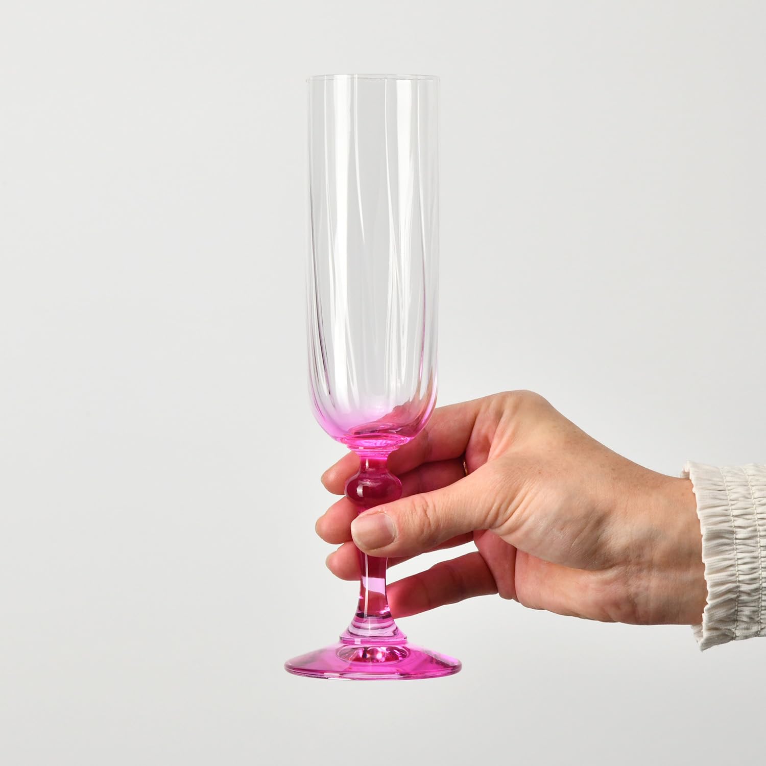 Krosno Flûtes à Champagne Lot de 2, 220 ml, Pied Rose, Collection Bubble | Celebration Moments, Verres à prosecco, vin pétillant, cocktail, Cristal sans plomb, Compatibles lave-vaisselle, Idée cadeau