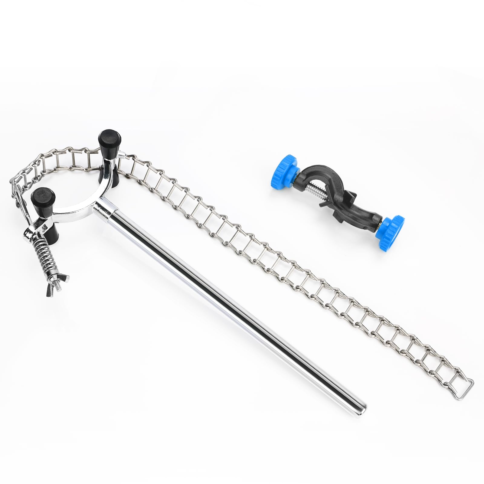 stonylab Pince à Chaîne et Support de Pince, Accessoire Réglable de Laboratoire, Support en Alliage d’Aluminium pour Verrerie, Béchers et Entonnoirs, Convient pour 40-145 mm de Diamètre