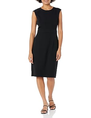 Kasper Womens Kasper Womens Cap Sleeve Sheath Dress with Seamed Waist Detail