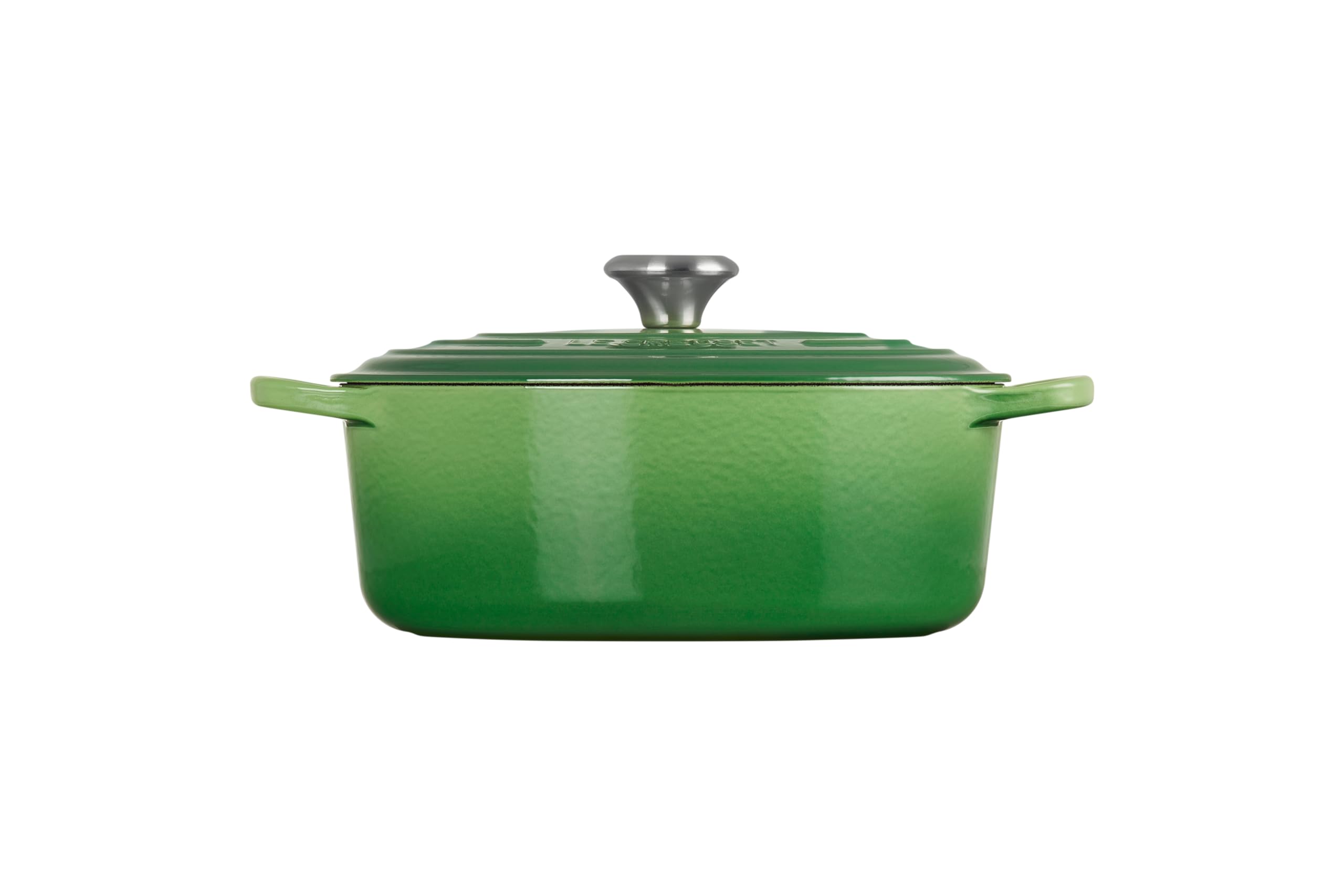 Le Creuset Signature 21178274082430 żeliwna brytfanna z pokrywką, Ø 27 cm, owalna, nadaje się do wszystkich rodzajów kuchenek i płyt indukcyjnych, pojemność: 4,1 l, 4,425 kg, bambus