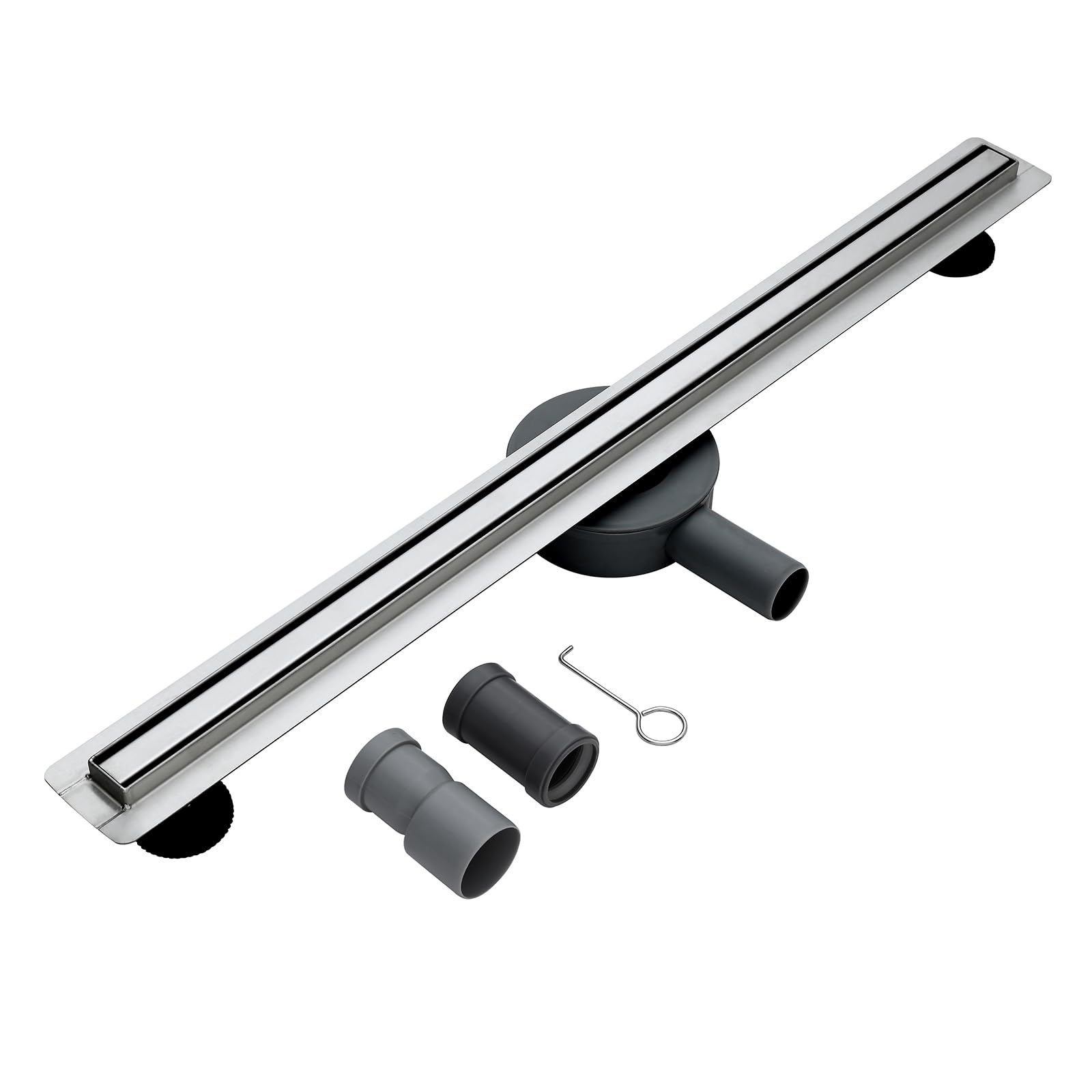KEOKBON 100 cm Linear Shower Drain, Narrow Shower Drain with 360°Siphon, 304 Stainless Steel Linear Drain with Leveling Feet, DN50 DN40