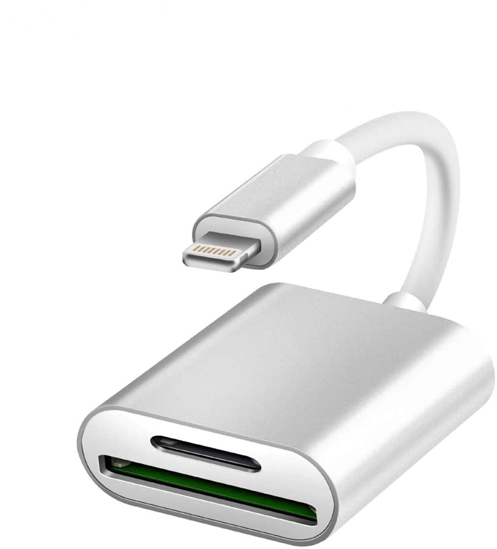 SD Micro SD Card Reader, Rocketek TF SD Dual Slot Card Camera Card Reader Adapter, Memory Card Viewer Compatible with iPhone/iPad (Support iOS 12 and Before), No App Required