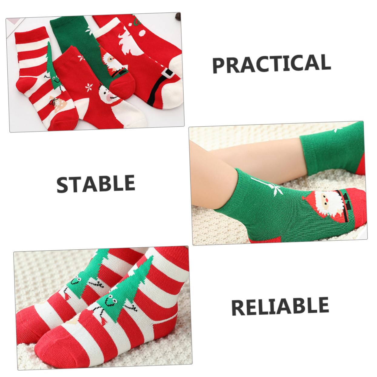 Baluue 5pares Medias Navideñas Algodón Cálidas Dibujos Animados Medias de Navidad para Vestir Fiestas de Navidad de Algodón Años