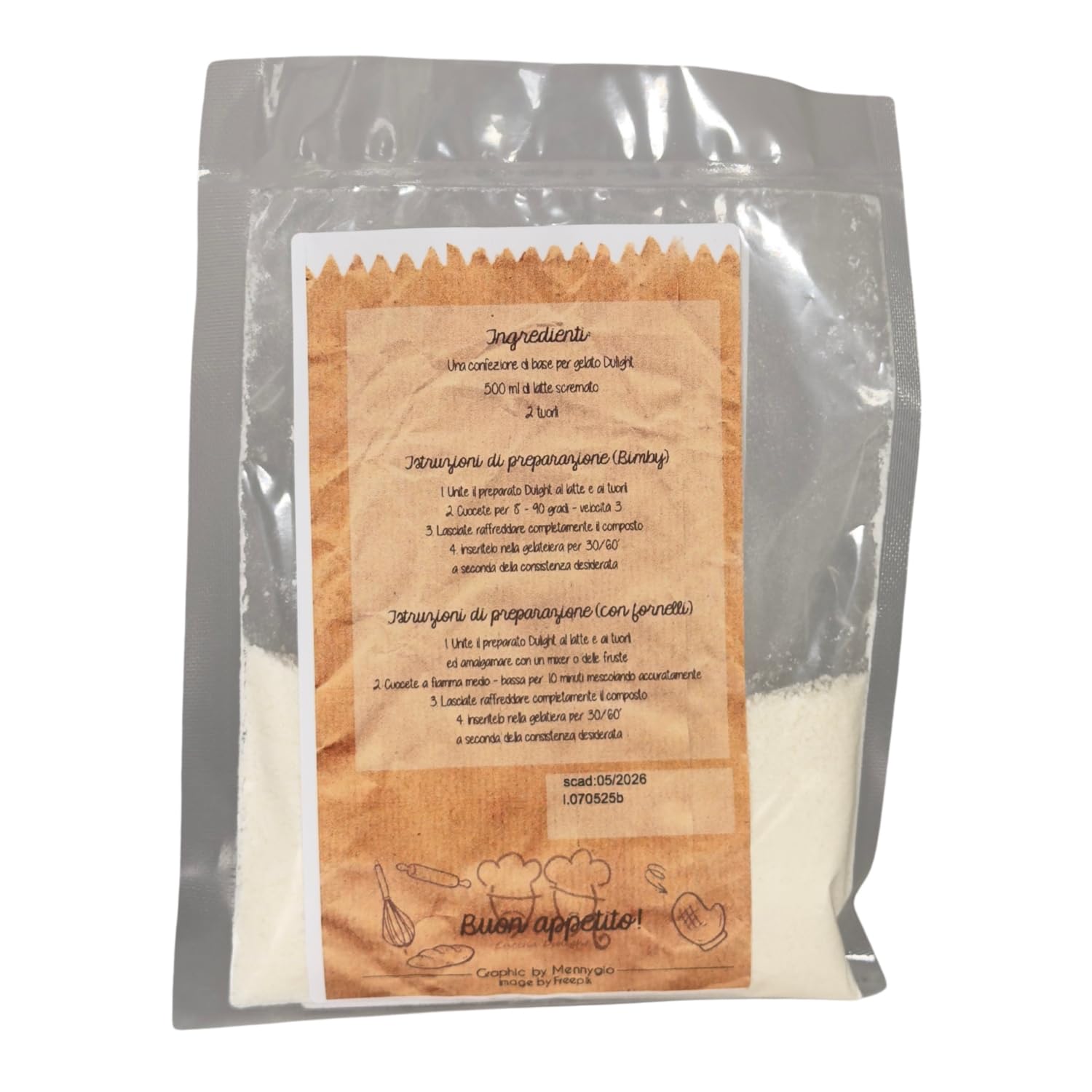 BONGIOVANNI Bontà Naturali Glace Dulight Gelato – Mélange en Poudre avec Édulcorants 85 g
