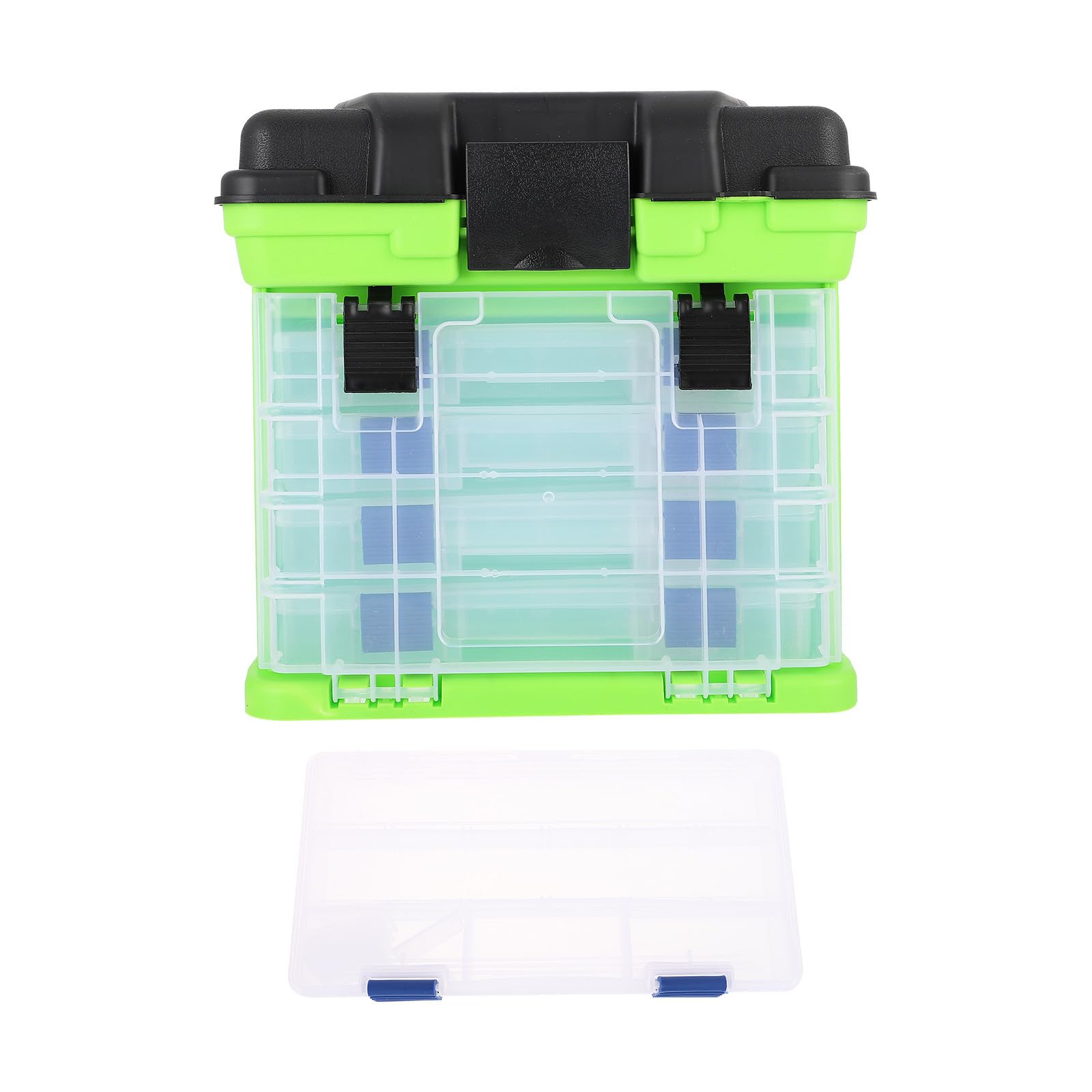 Caja de Aparejos de Pesca Grande, Portátil, de Plástico, Verde | Asa Plegable, Uso en Pesca Mar, Organiza Herramientas y Objetos Pequeños, Soporte de Carga Fuerte