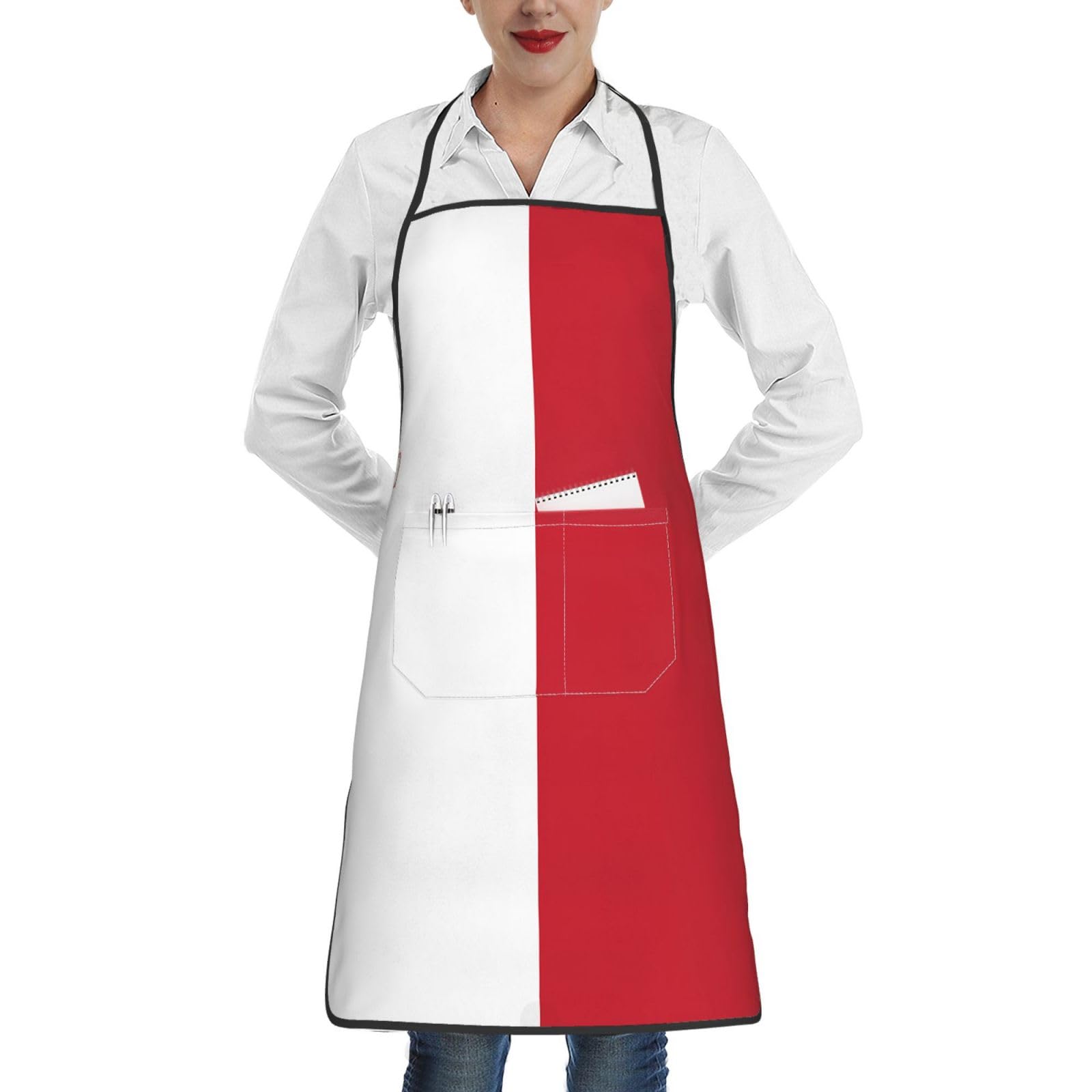 Wbqlsl Unisex White Flag Of Malta A Patterned Chef's Apron Perfect For Baking And Gardening Perfect For Kitchen Aprons And Bakers