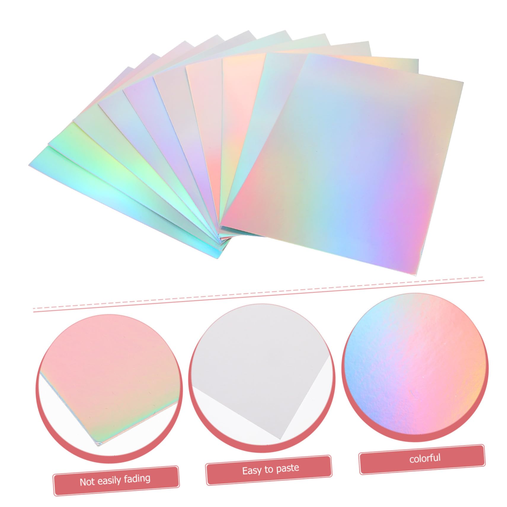 GALPADA Papel Decorativo Holográfico A4 para Manualidades Niños 50 Piezas Multicolor Cartón Liviano DIY Álbumes Escolares Obsequio Navidad
