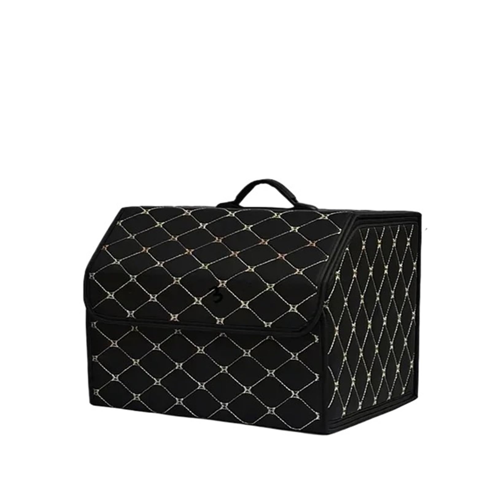 DVMSIEF Trunk Organizer Car Trunk Organizer Box Large Capacity Auto Multiuse Storage Bag Stowing Tidying Leather Folding For Emergency(Gold M)