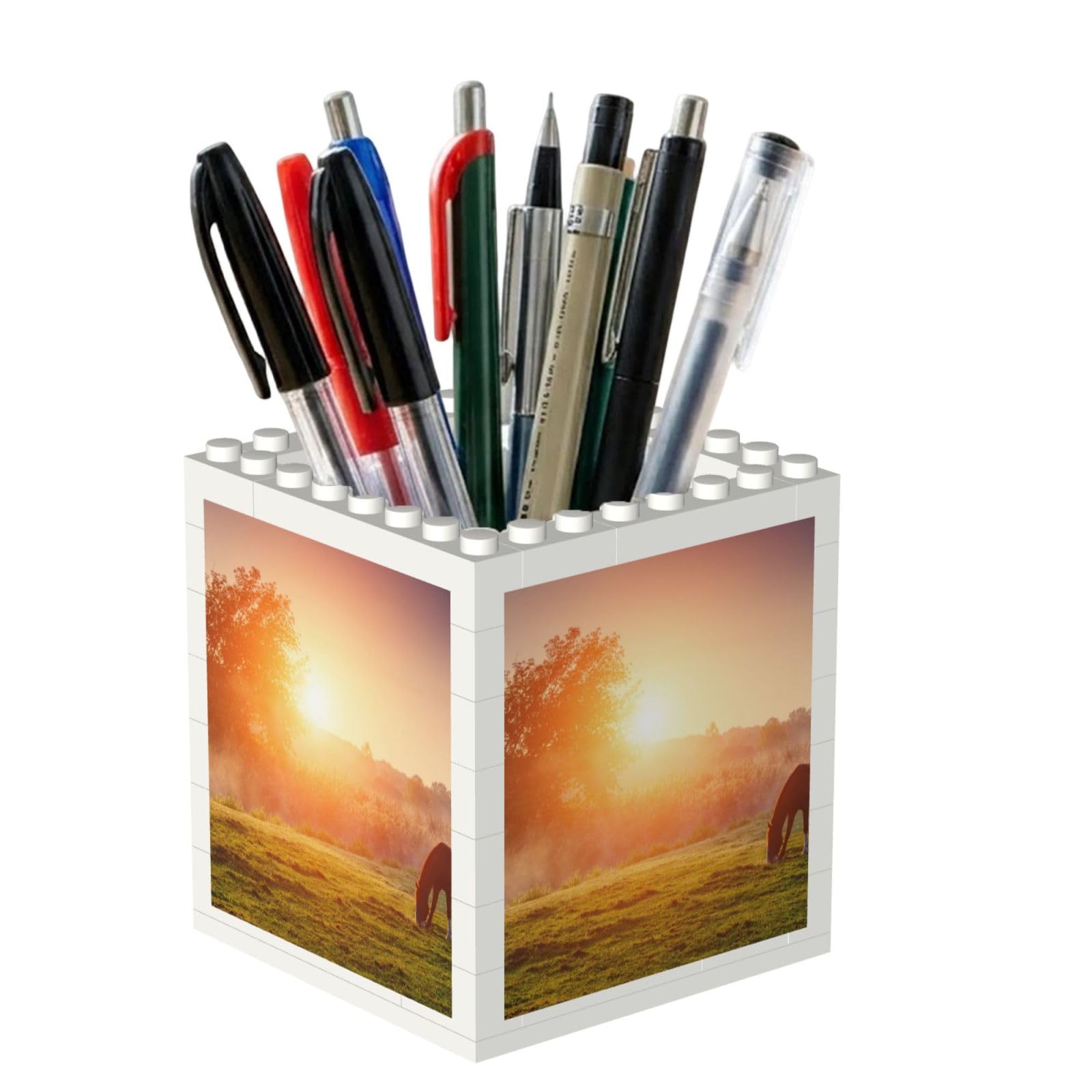 Poadnly Horse At Dusk, Pen Pot Pencil Holder for Office Home School, Compact Desk Organiser for Office Stationery