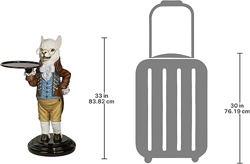 Miniatura 8 de Design Toscano Alfred the Alpaca at Your Service - Mesa de mayordomo escultórico, 33 pulgadas, a todo color