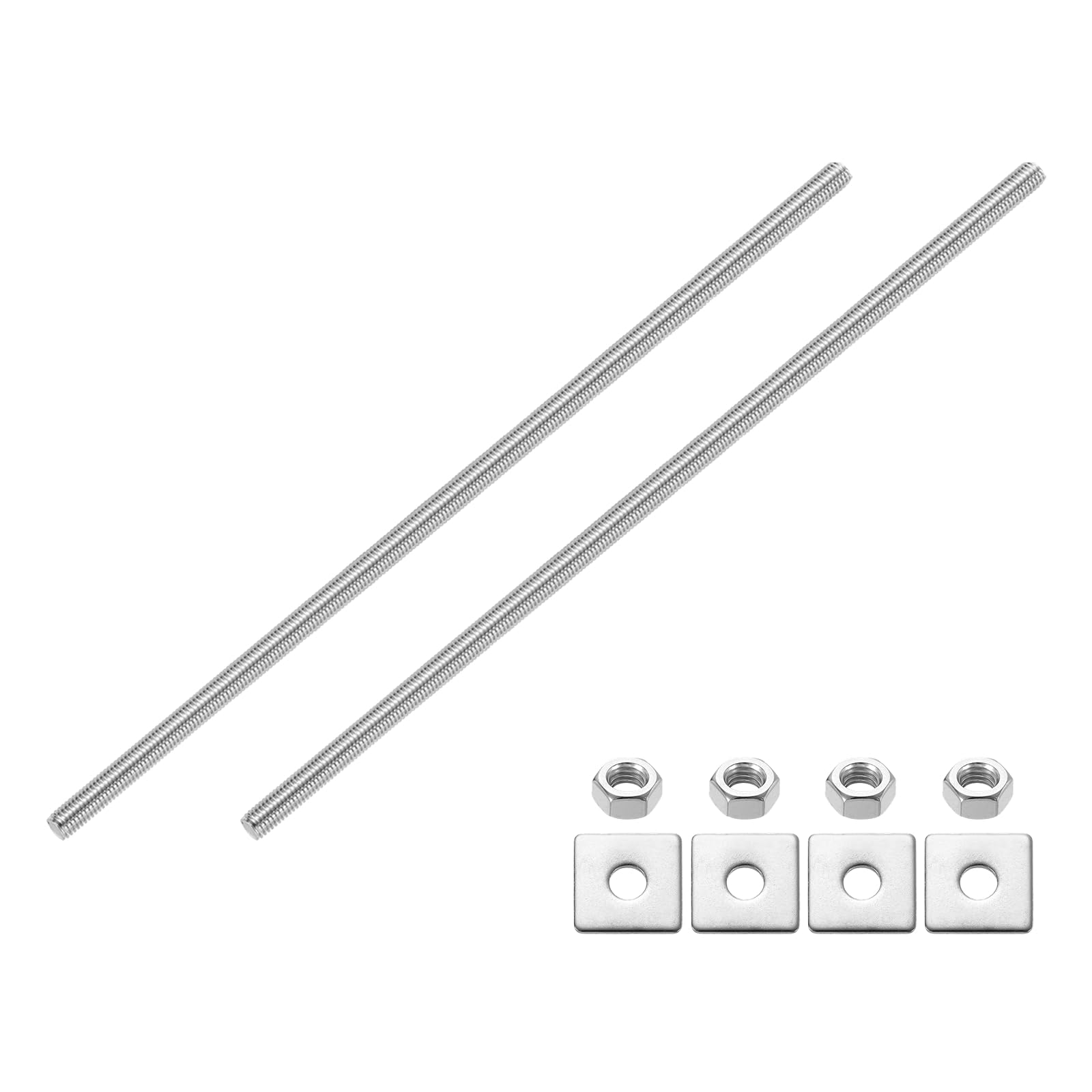 sourcing map 2Pcs Fully Threaded Rod, M8-1.25 Thread Pitch 200mm Length Stainless Steel Right Hand Fully Threaded Studs with Nuts and Washers for Clamps, Hangers and U-Bolts — image 1