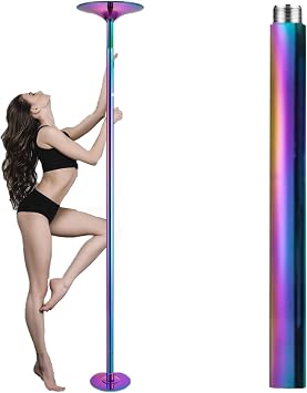 Portable Pole Dance Pole for Home No Drilling, Colorful Stripper Pole Bedroom Apartment Friendly, Professional Strip Pole Extension for Beginners