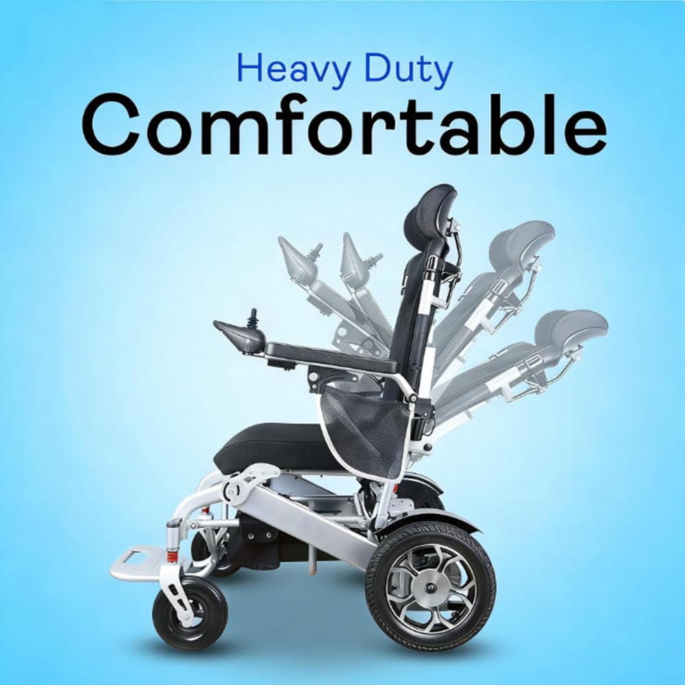 Silla de ruedas eléctrica ligera y reclinable, batería de iones de litio de 24 V y 12 Ah, plegable con control remoto, autonomía de más de 24 km, velocidad máxima de 6,4 km/h (Silla de ruedas)