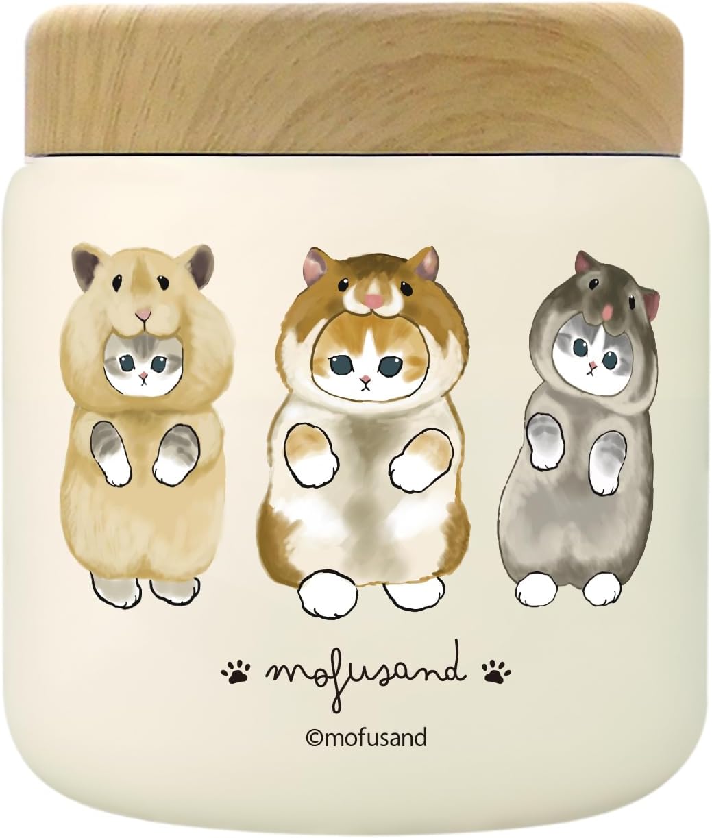 mofusand Vacuum Double Layer Stainless Steel Soup Pot, 10.1 fl oz (300 ml), Hamnyan, Lunch Jar, Thermal Insulated for Work or School Commutes, Cute, Cat 53-2154