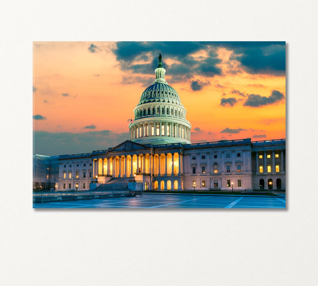 United States Capitol Building at Sunset Washington Canvas Print 1 Panel / 48 X 32inches
