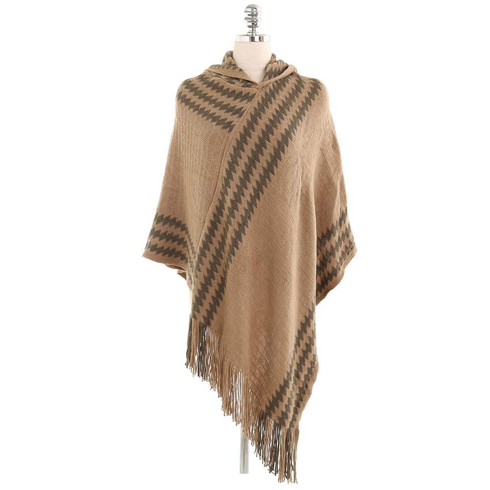 WorldCare® Women's Hooded Solid Color Amice Shawl Design Style Large Size Loose Thinning Amice Overcoat Scarf Shawls Wraps Khaki185243 | Pack of 1