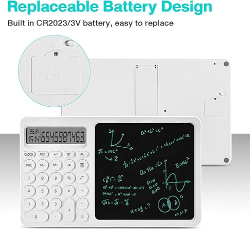 Miniatura 6 de Zuukoo Bloc de notas con tableta de escritura LCD de 8 pulgadas, calculadora de escritorio con bolígrafo de escritura, calculadora pequeña con
