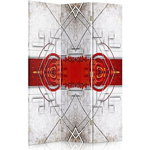 Feeby Paravent Abstraktion Muster Spiegel 3 Teilig 110x180 cm Modern Design Beidseitig Raumteiler Wandschirme Trennwand Raumtrenner Sichtschutz Spanische Wand Auf Leinwand Bedruckt Rot Schwarzweiß Cover