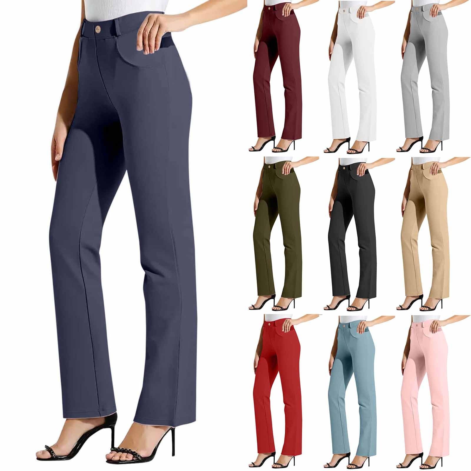 Dress Pants Women Bootcut High Waist Stretchy Pull On Work Slacks with Pockets Office Business Casual Pants for