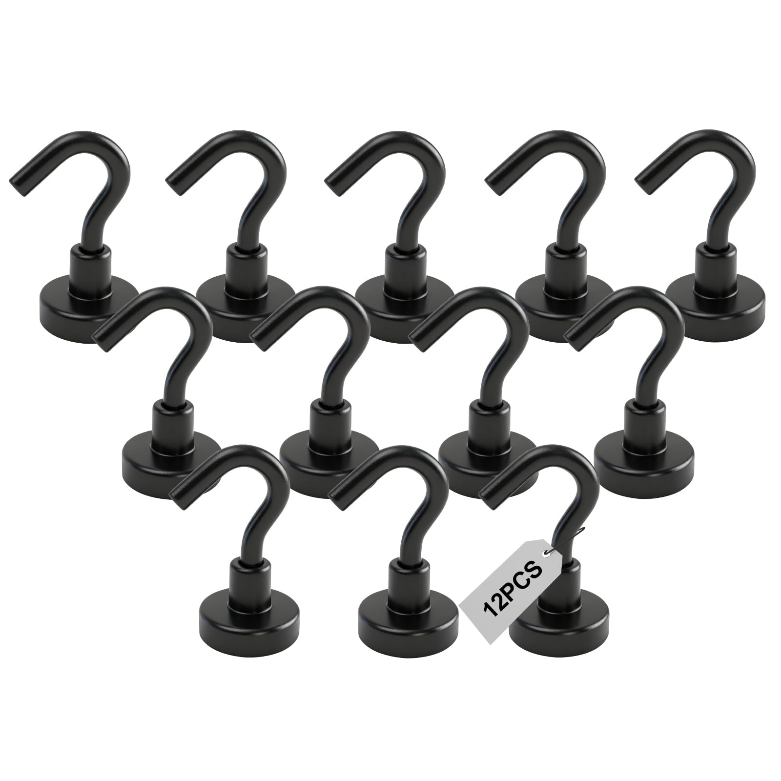 12 sztuk haczyków magnetycznych, bardzo mocne, 16 mm, magnesy neodymowe, 6 kg, do kuchni, garażu, szafki, szafki, sufitu, kolor czarny