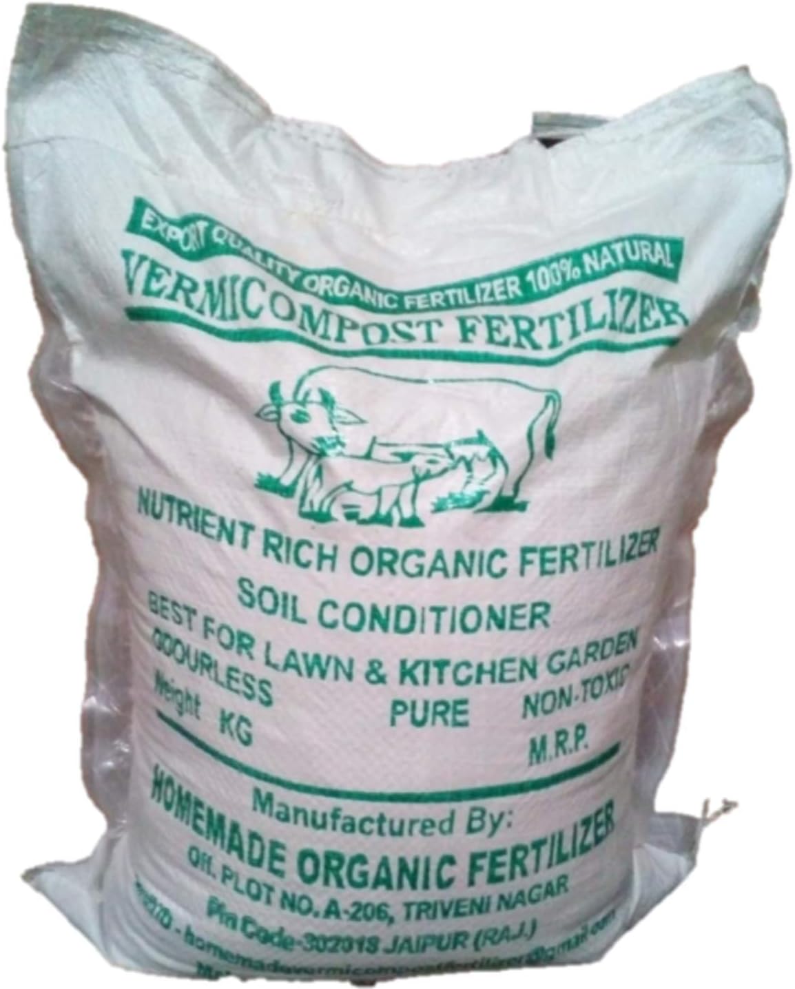 Homemade Organic Fertilizer Vermicompost Cow Manure, Natural Plant Nutrient for Home Gardens, 10 Kg