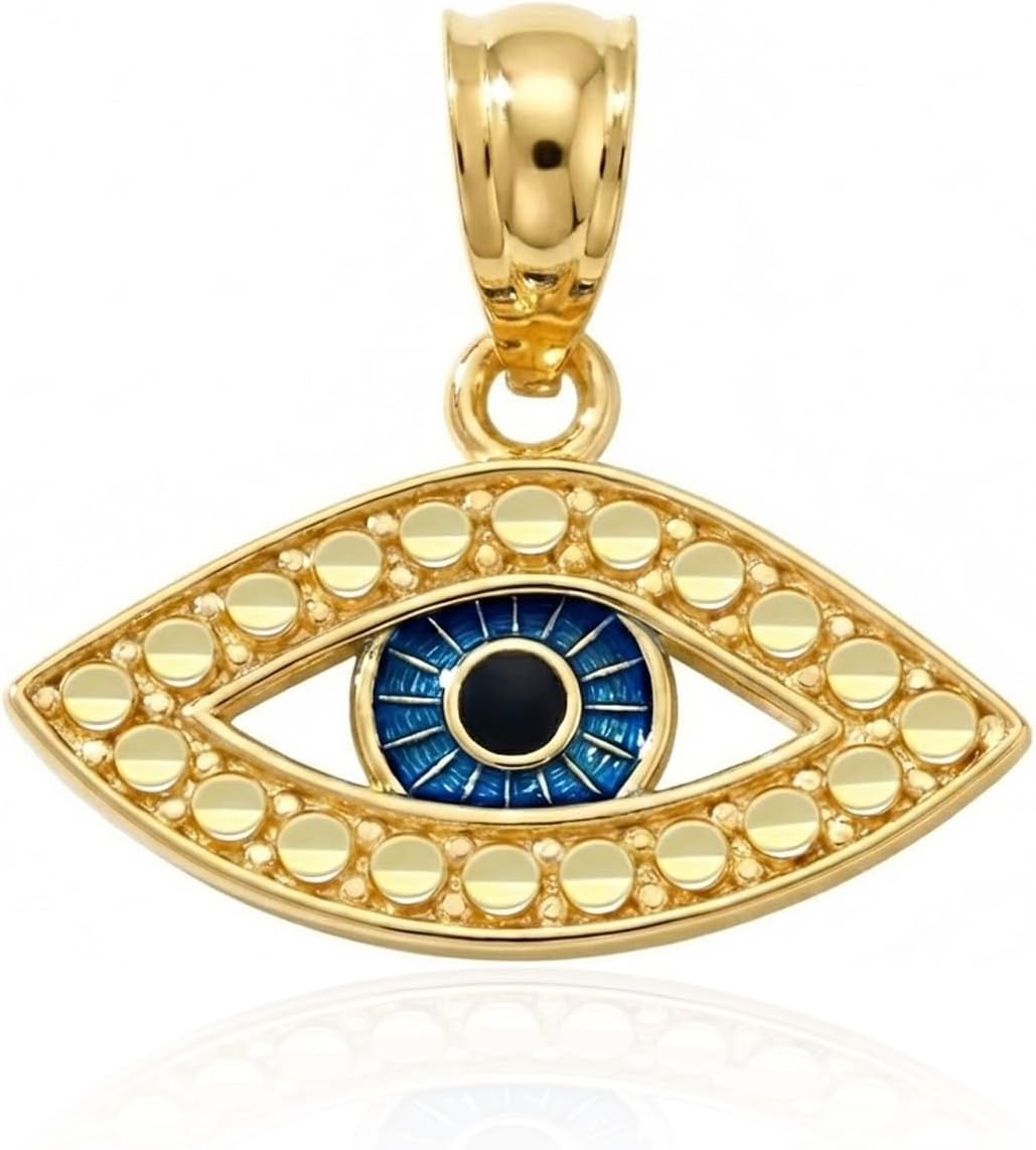 Charm America - Gold Evil Eye Charm with Enamel - 10 Karat Solid Gold - Evil Eye Protection Pendant