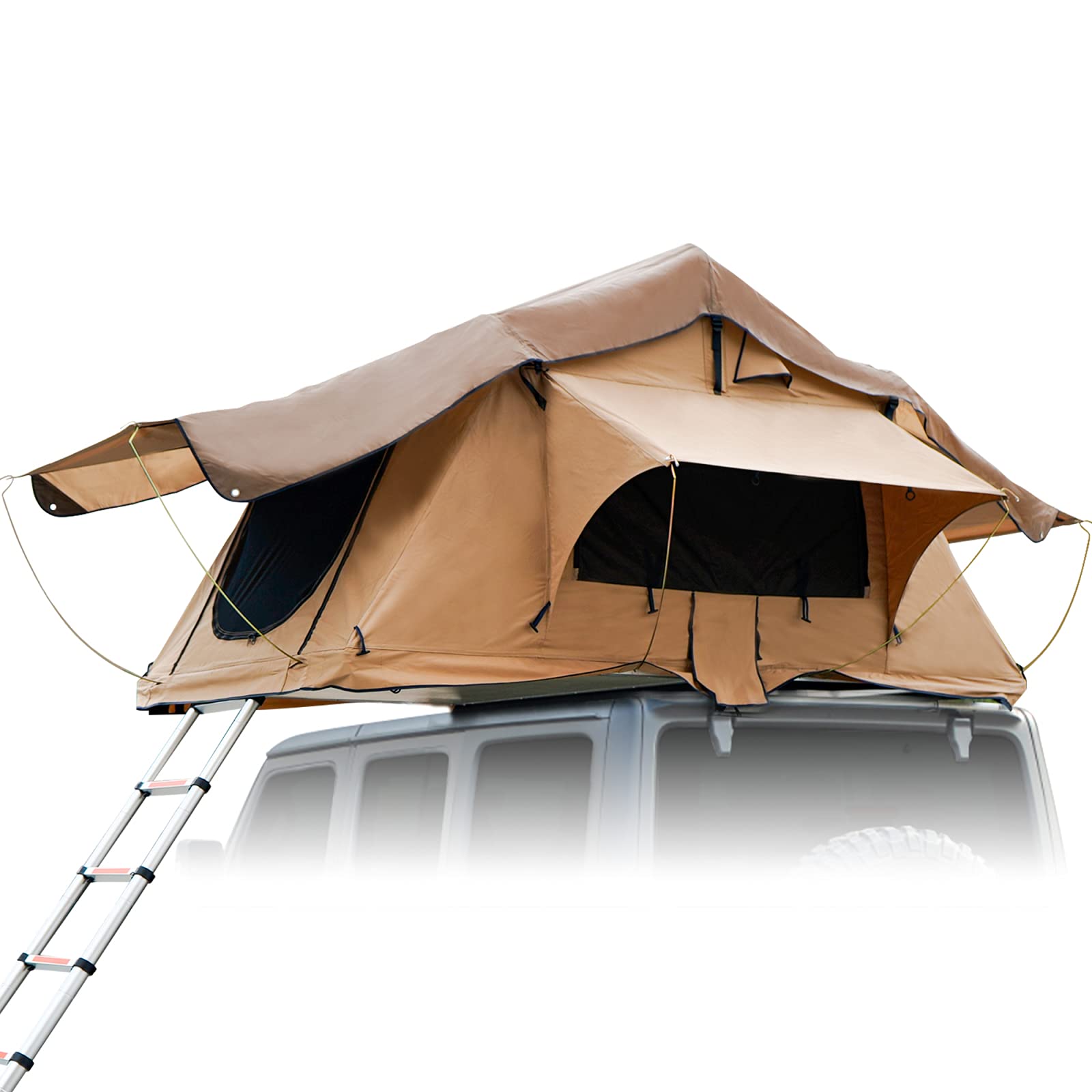 ZWMBYN Roof Top Camp Tent for Car SUV, 3-4 People Aluminum Alloy Roof Top Tent with Retractable Ladd