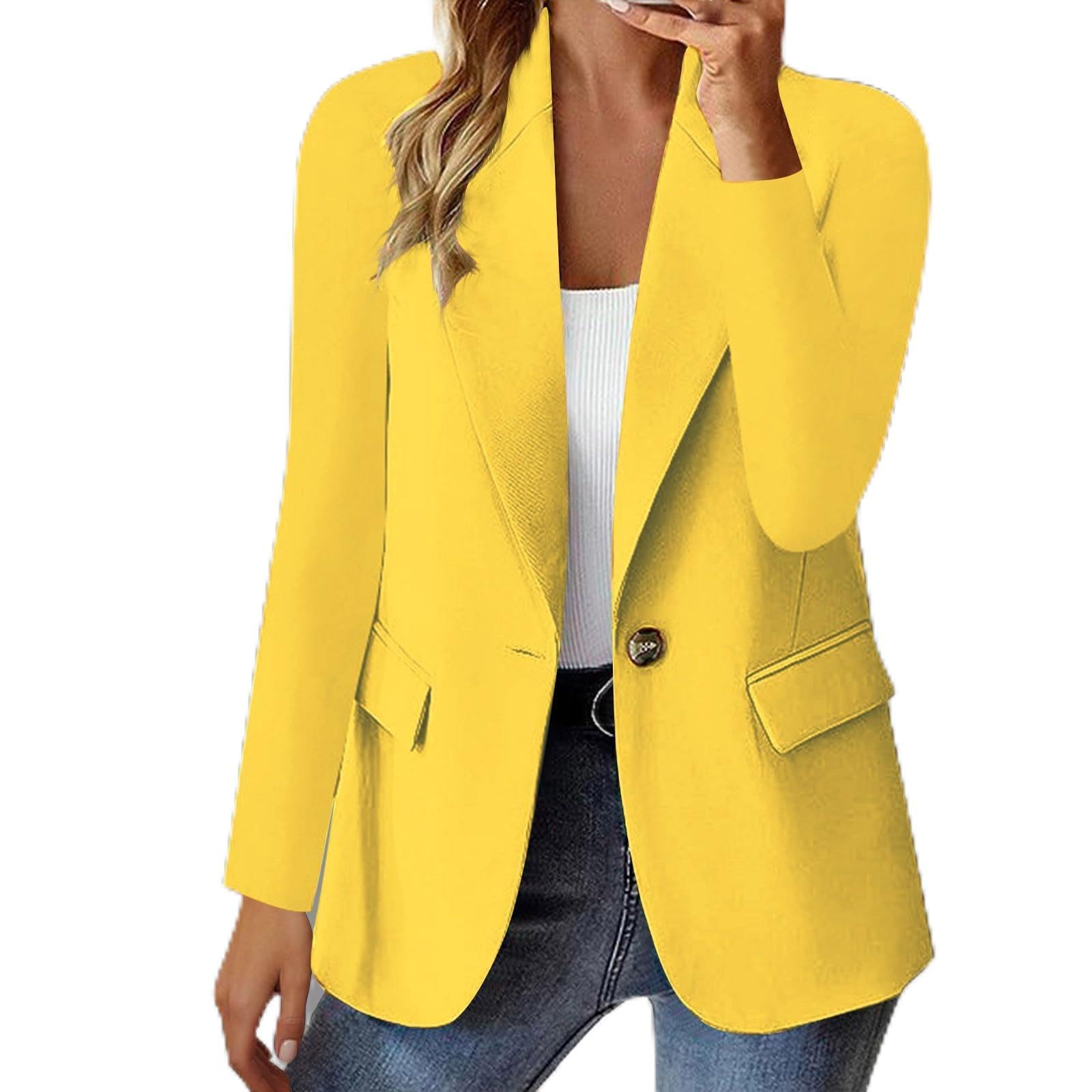 Blazers for Women Business Casual Button Down Suit Jacket Long Sleeve Lapel Work Blazer Jackets Office Cardigan
