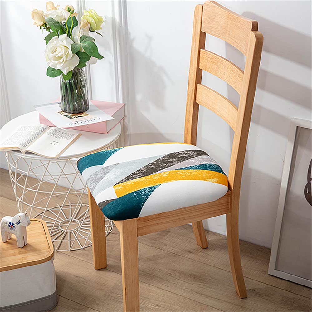 Highdi Housses de Siège de Chaise, Lot de 1,2,4 ou 6 Housse de Chaise Spandex Stretch Lavable Universelle Amovible Housse Assise Chaise, pour Salle à Manger, Hôtel (Feuille Bleu lac,1 pièce