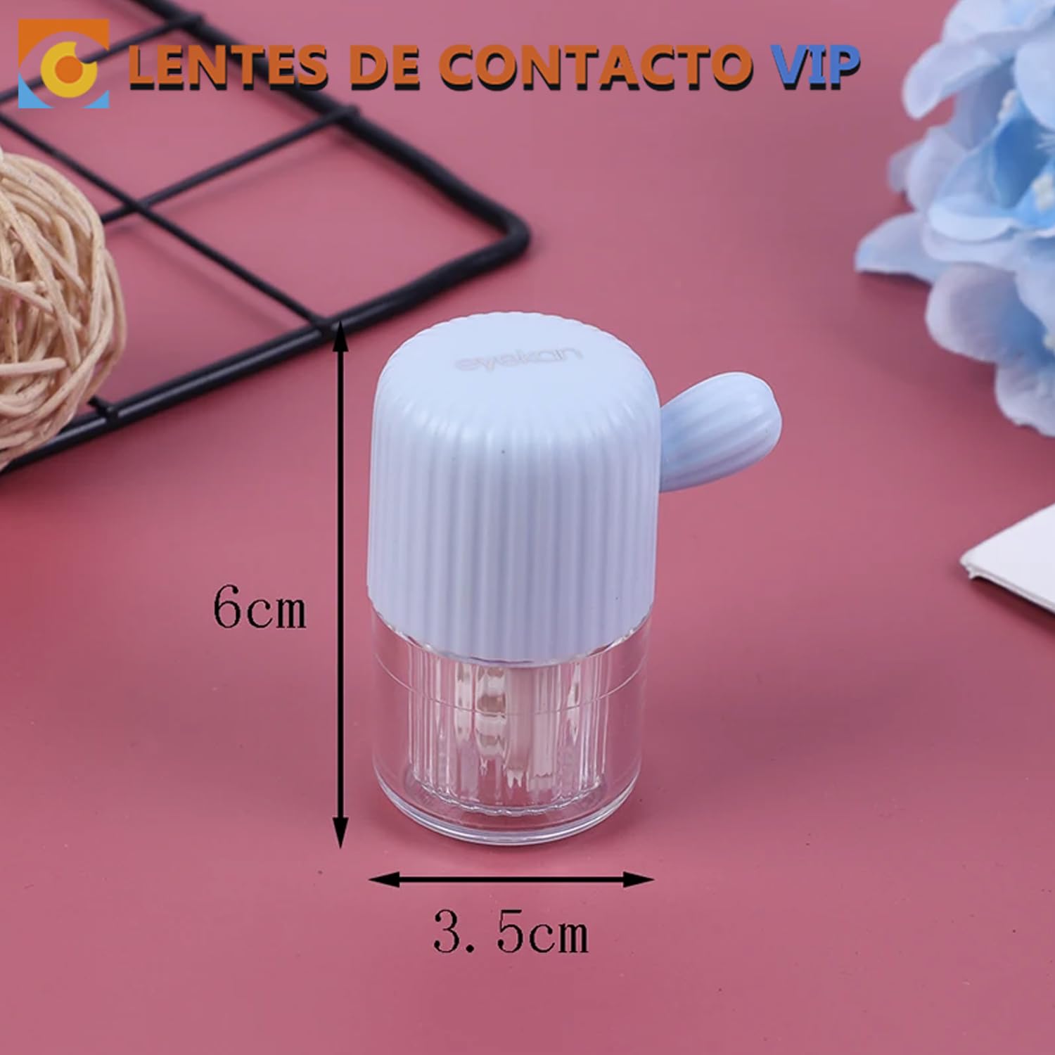 Limpiador de lentillas manual color rosa Dispositivo portátil para limpieza diaria elimina fácilmente las proteínas y las partículas acumuladas en los lentes de contacto No usa pilas ni batería