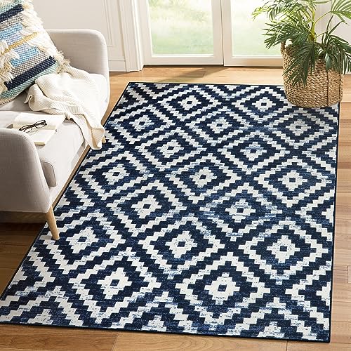 Lahome Washable Rugs for Living Room Black and White Rugs for Bedroom Soft Rugs for Entryway, Moroccan Geometric Trellis Non Slip Stain Resistant Indoor Floor Carpet for Kitchen Home Office,