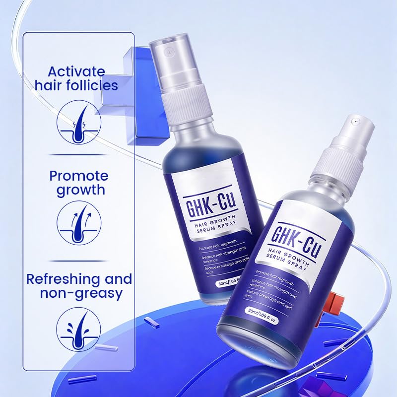 GHK-Cu Copper Peptide Serum for Thinning Hair & Scalp Care, Lightweight GHK-Cu Peptide Hair Treatment, Hydrating & Non-Greasy Formula for Men & Women, 1.69 FlOz