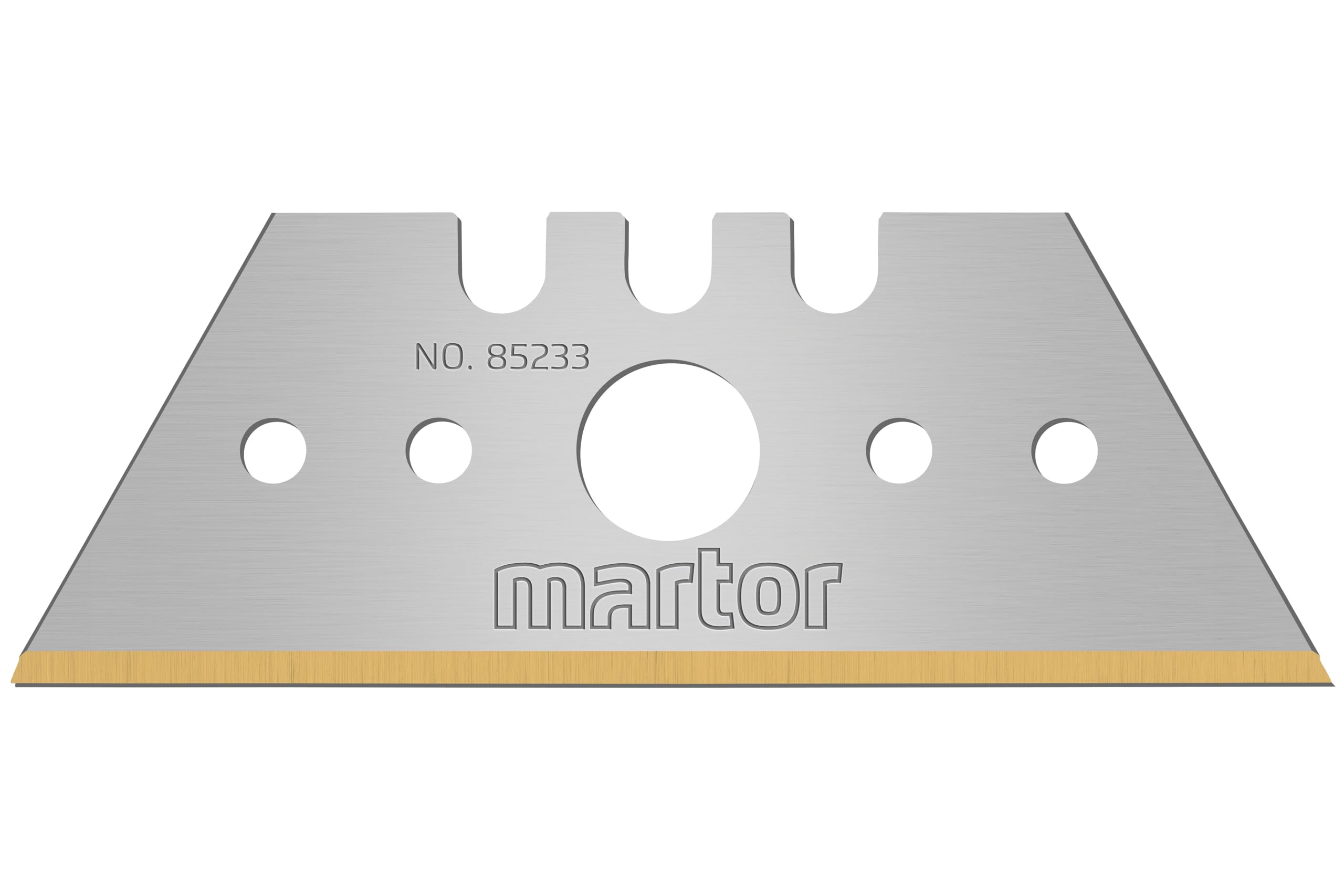MARTOR 10 x ostrza trapezowe, ostrza zamienne do noży, noże bezpieczeństwa, 19 mm, ostre, w dozowniku, powłoka TiN, dwustronne, nr 85233