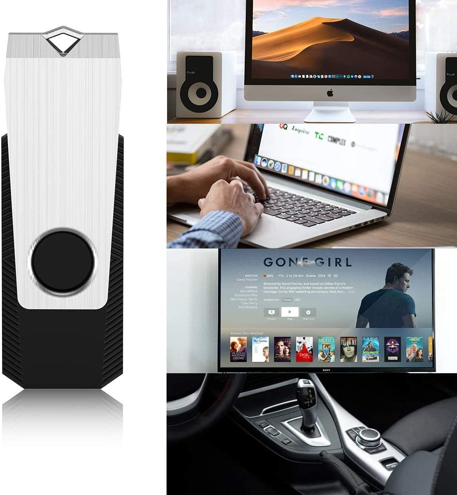 KEXIN 128GB Chiavetta USB 5 Pezzi Rotazione a 360 ° Pen Drive USB Flash Drive Unità Flash USB 2.0 Pennetta Thumb Drive Memoria Stick con Luce LED (128 Giga, Rosso, Verde, Nero, Blu, Arancione)