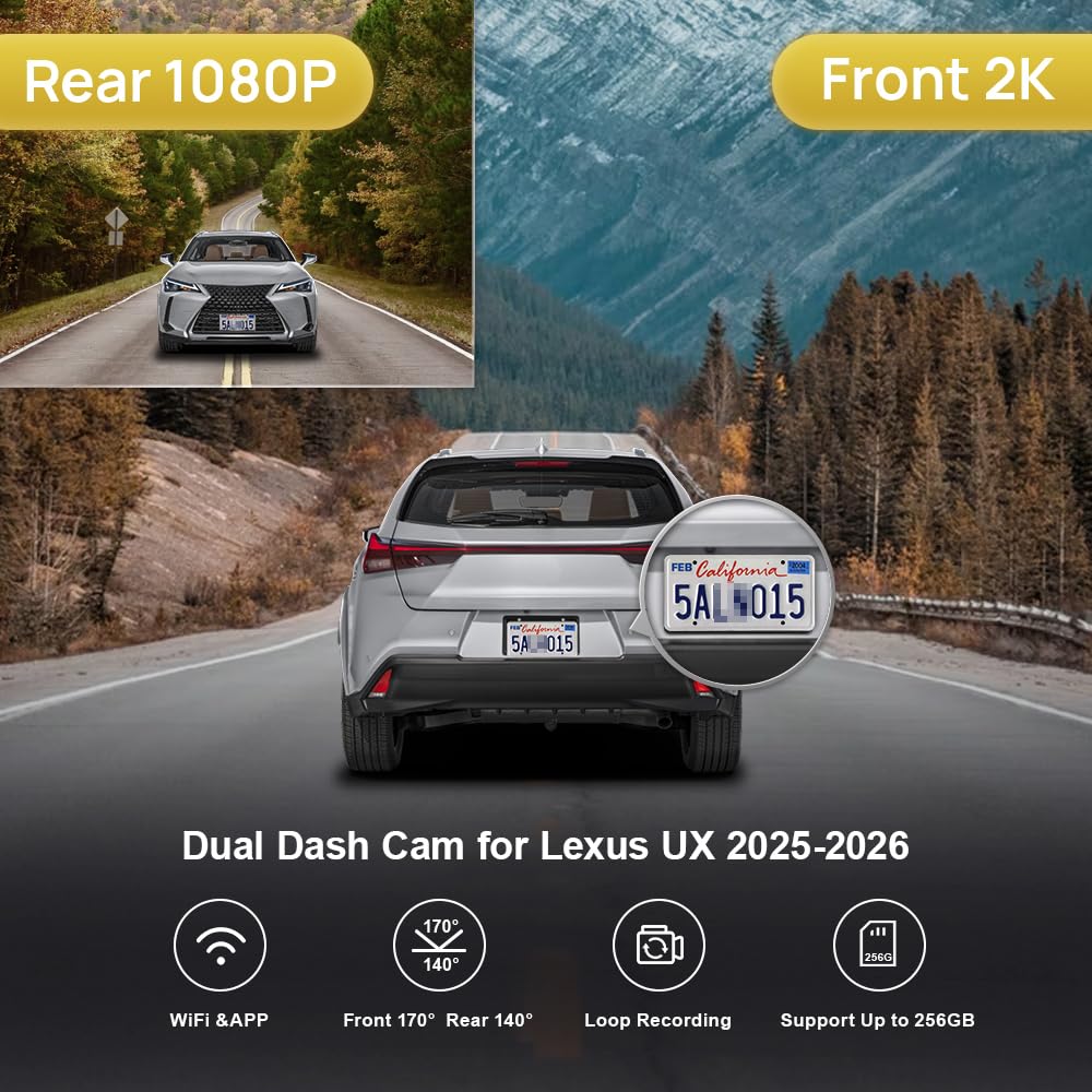 Amazon.com: Fitcamx Front 2K+Rear 1080P Dash Cam Adapts for Lexus