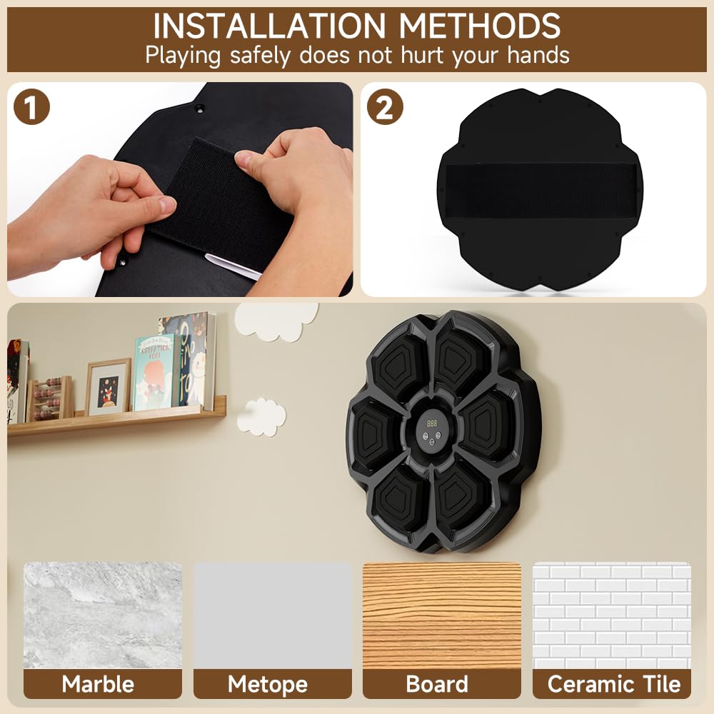 Topteng Bluetooth Music Boxing Machine mit 9 Geschwindigkeitsmodi und Zählmodus, Reaktionstraining, Boxmaschine mit Musik für Erwachsene Kinder, Boxen Musik für Wand, Wandmontiertes Reflex-Training