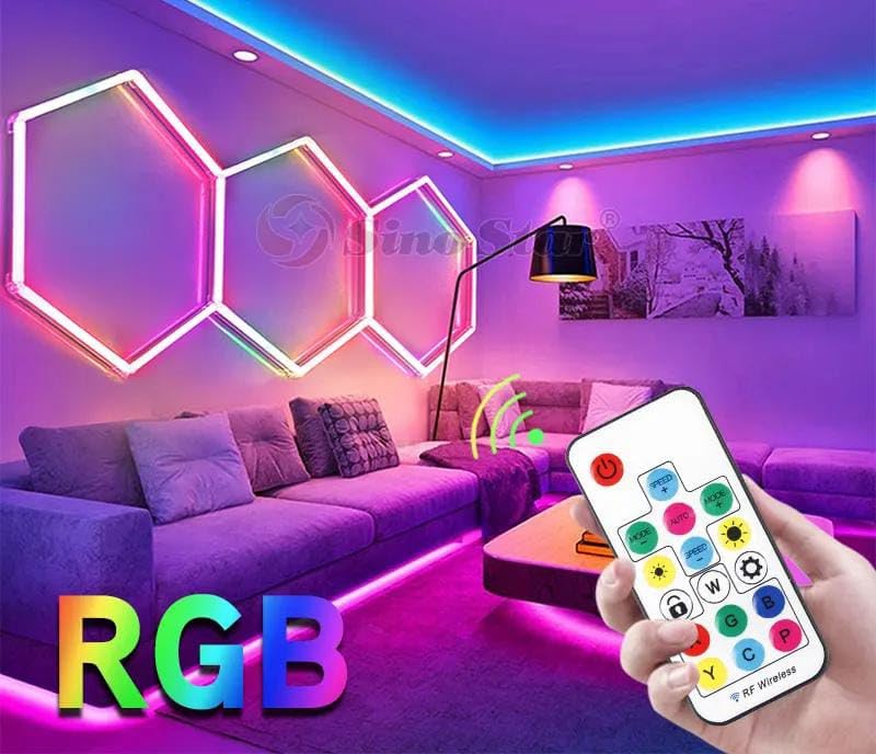 Illuminazione lampada led Nido D'ape RGB multicolor moderna Esagonale rombo Garage officina bar barber shop lounge bar hotel officina detailing salone (98x84 cm)