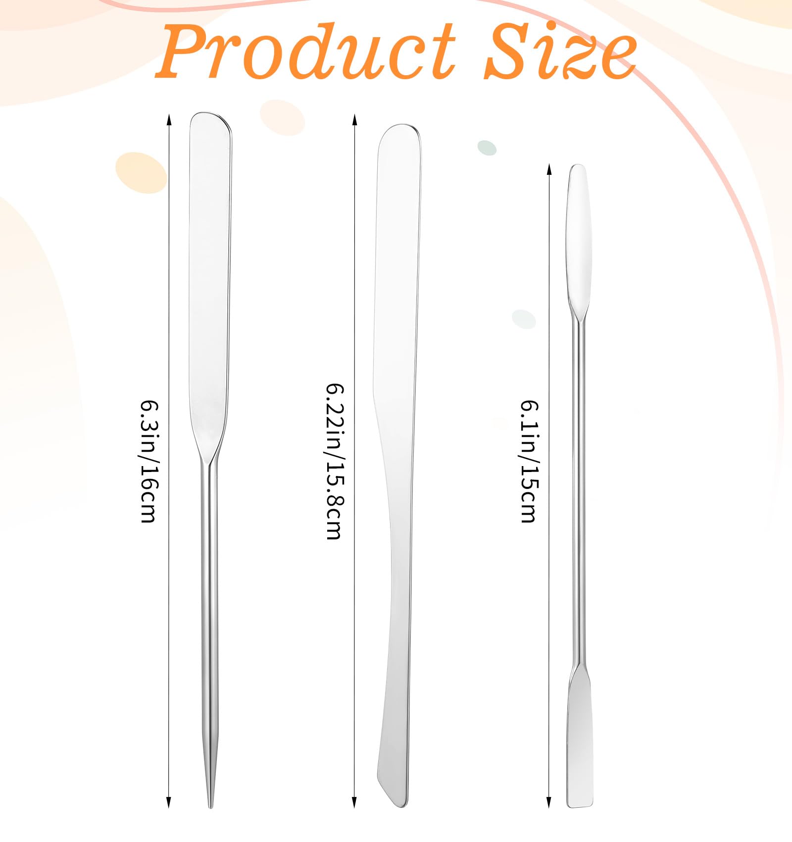 Lot de 3 spatules de maquillage en acier inoxydable pour fond de teint, petit outil de mélange cosmétique pour application uniforme de crème pour le visage, facile à nettoyer, idéal pour les amateurs