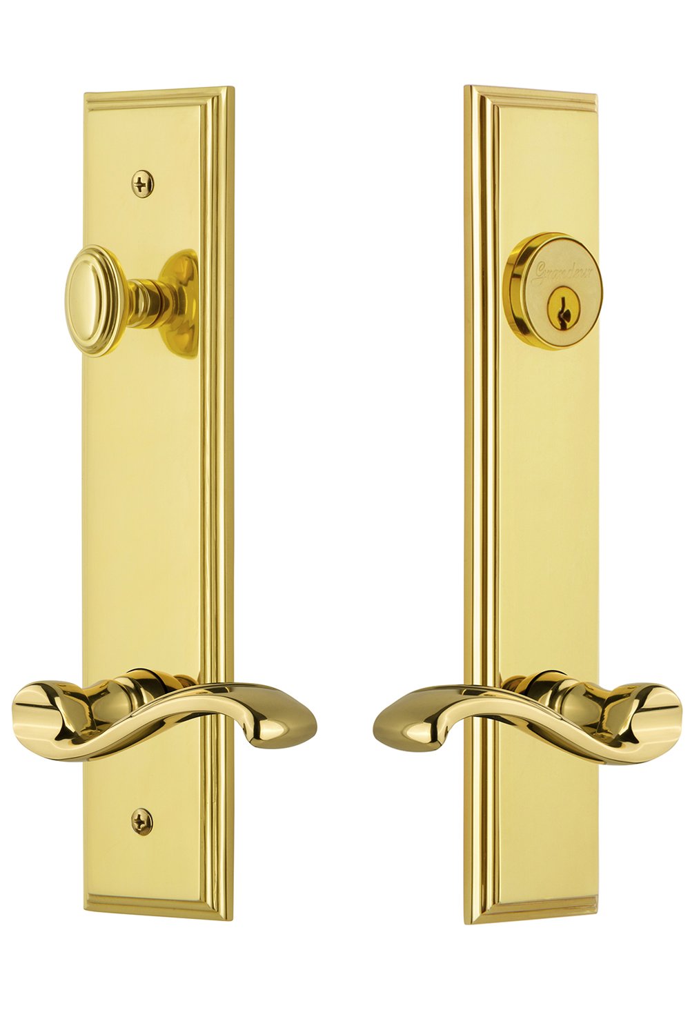 841466 Carre' Tall Plate Complete Entry Set with Portofino Lever, Backset Size - 2.375", Lifetime Brass