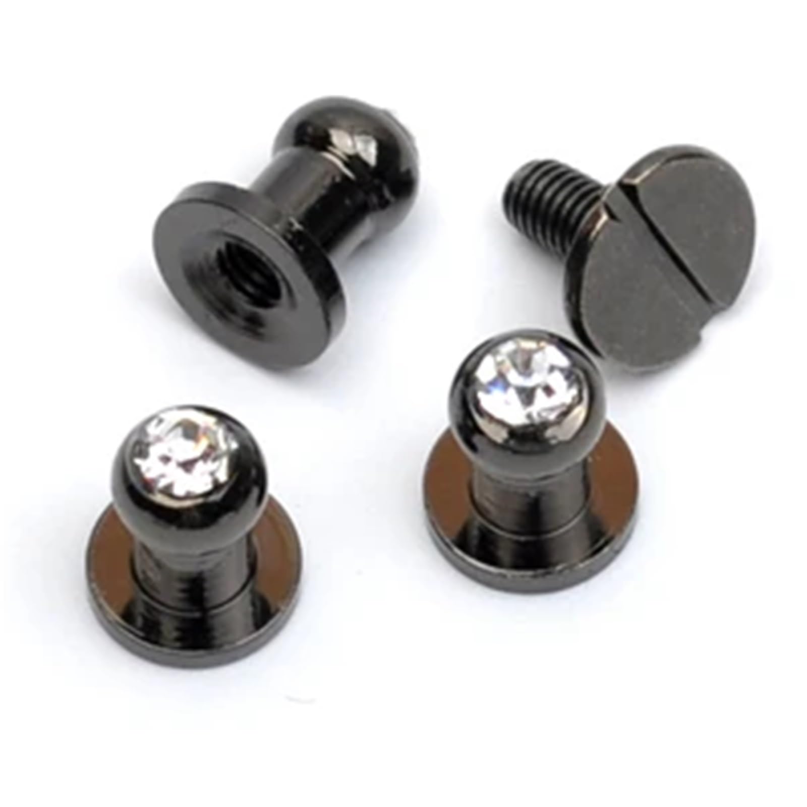 Mlyvax Black Nickel 120Pcs Glass Diamond Rhinestone Screw Rivets For Leather Craft, 5X7x8mm Brass Studs