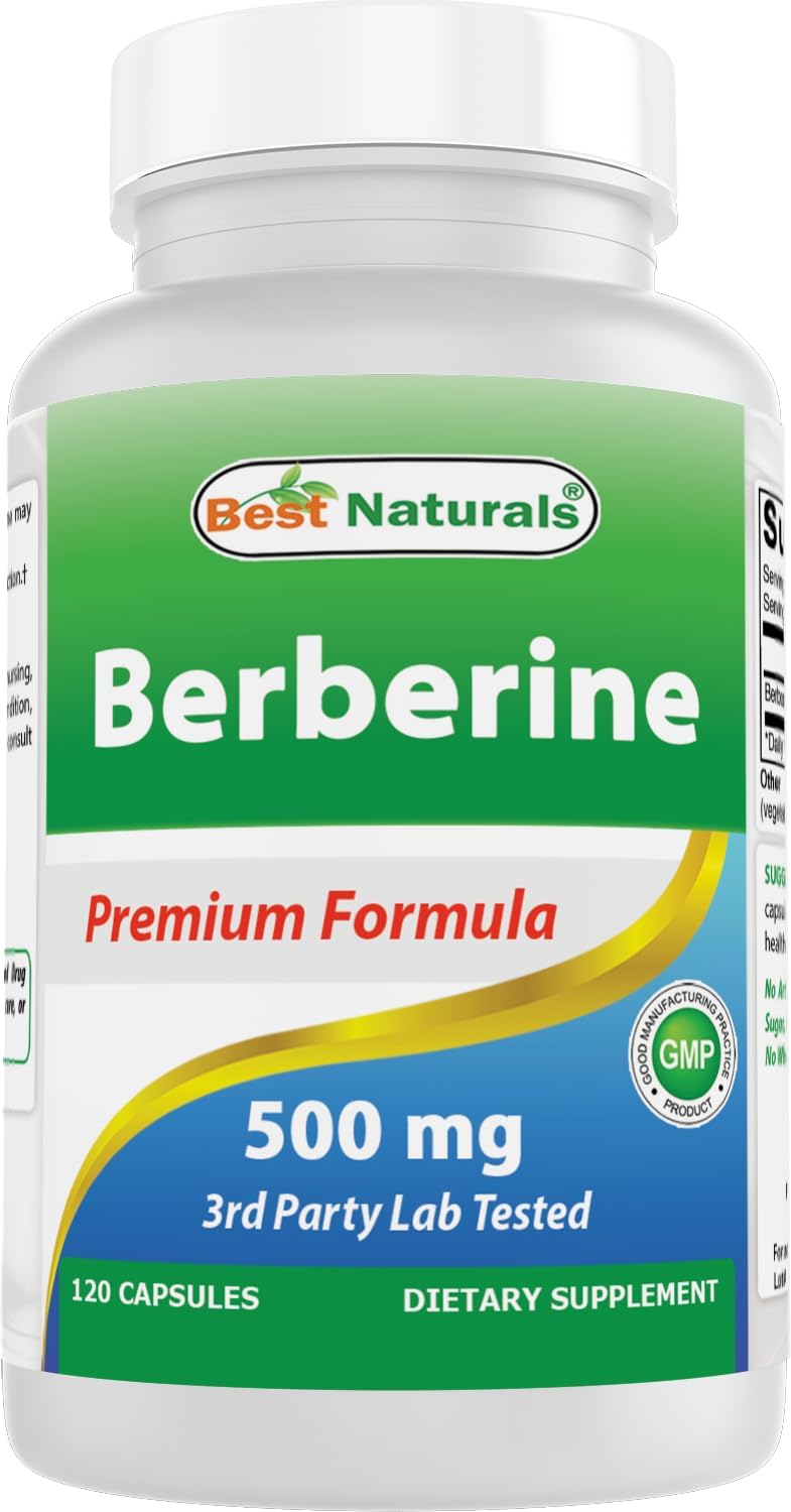 Best Naturals Berberine 500mg 120 Capsules - Supports Immune Function, Cardiovascular & Gastrointestinal Function (120 Count (Pack of 1))