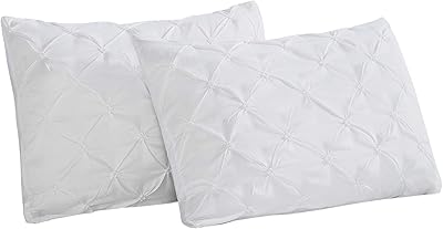 Vaulia Soft Microfiber Decorative Pillow Shams, Pinch Pleated Pattern, White Color - Queen Size
