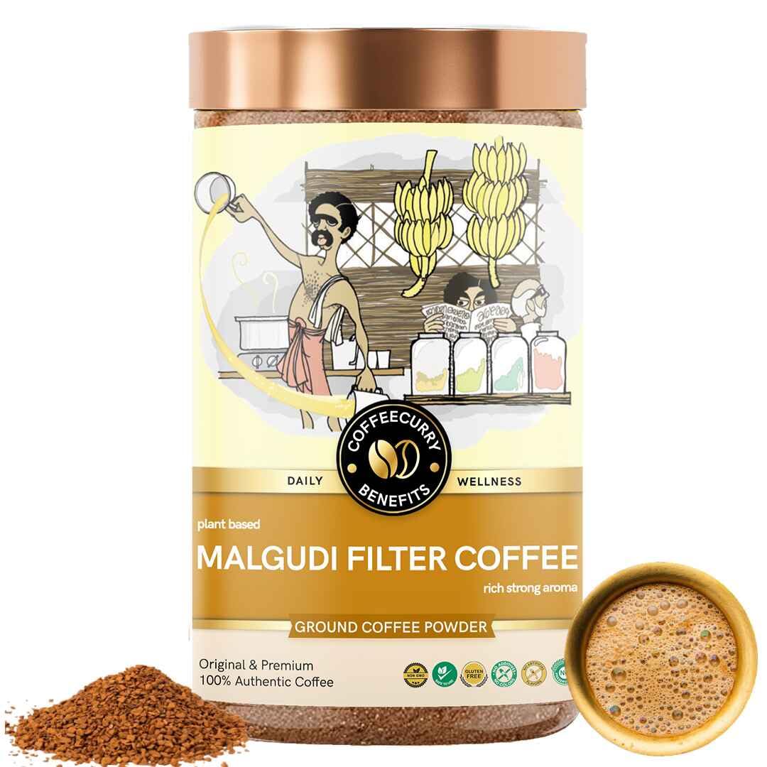 Coffeecurry Malgudi Filter Coffee (50 Gram) – Traditional South Indian Taste | Authentic Flavor | Rich & Smooth | Freshly Roasted Arabica Ground Coffee Powder | Relive Malgudi Days