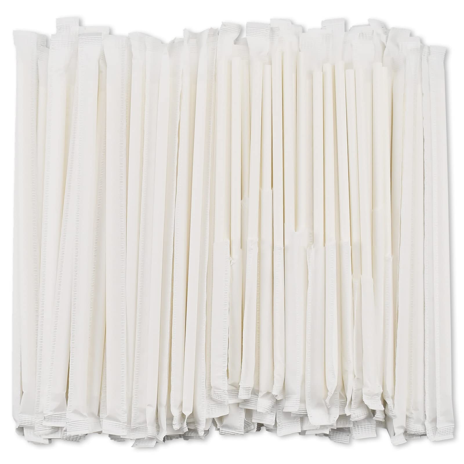 chunspak White Paper Straws Individually Wrapped for Drinking - Bulk 1000 Count, 7.75" x0.24" - Cocktail, Coffee, Juice, Milk, Bars and Restaurants