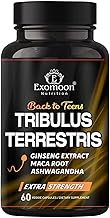 Exomoon Max Strength Booster for Men | Tribulus Terrestris Supplement with Horny Goat Weed, Ginseng, Maca, Ashwagandha, Shilajit, Tongkat Ali - Energy, Stamina, Performance - 60 Capsules