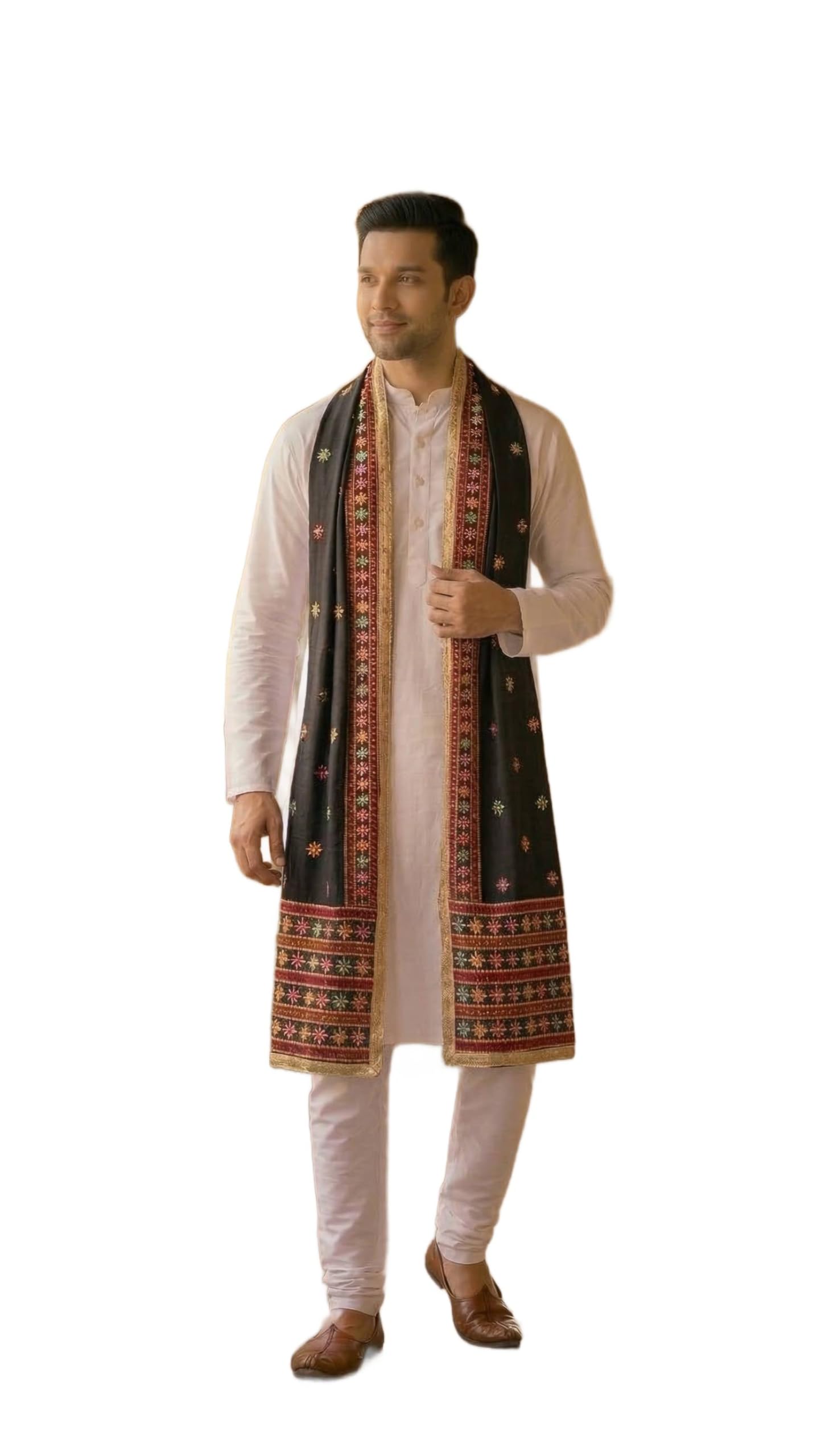 zamour Men’s Punjabi Phulkari Bagh Embroidered Dupatta | Perfect for Festival & Wedding-picture-17